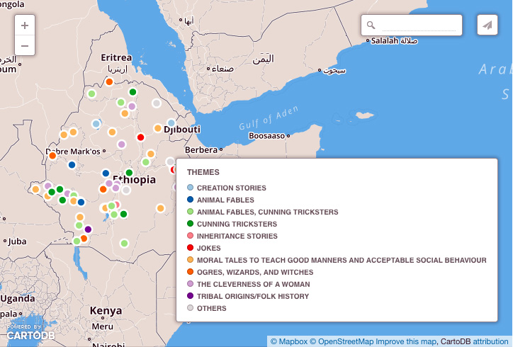 This interactive map by Feevan Megersa represents Ethiopia’s ethnic diversity using regional folktales.