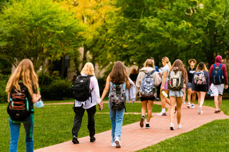 phot of students walking on the campus quad at Lafayette college